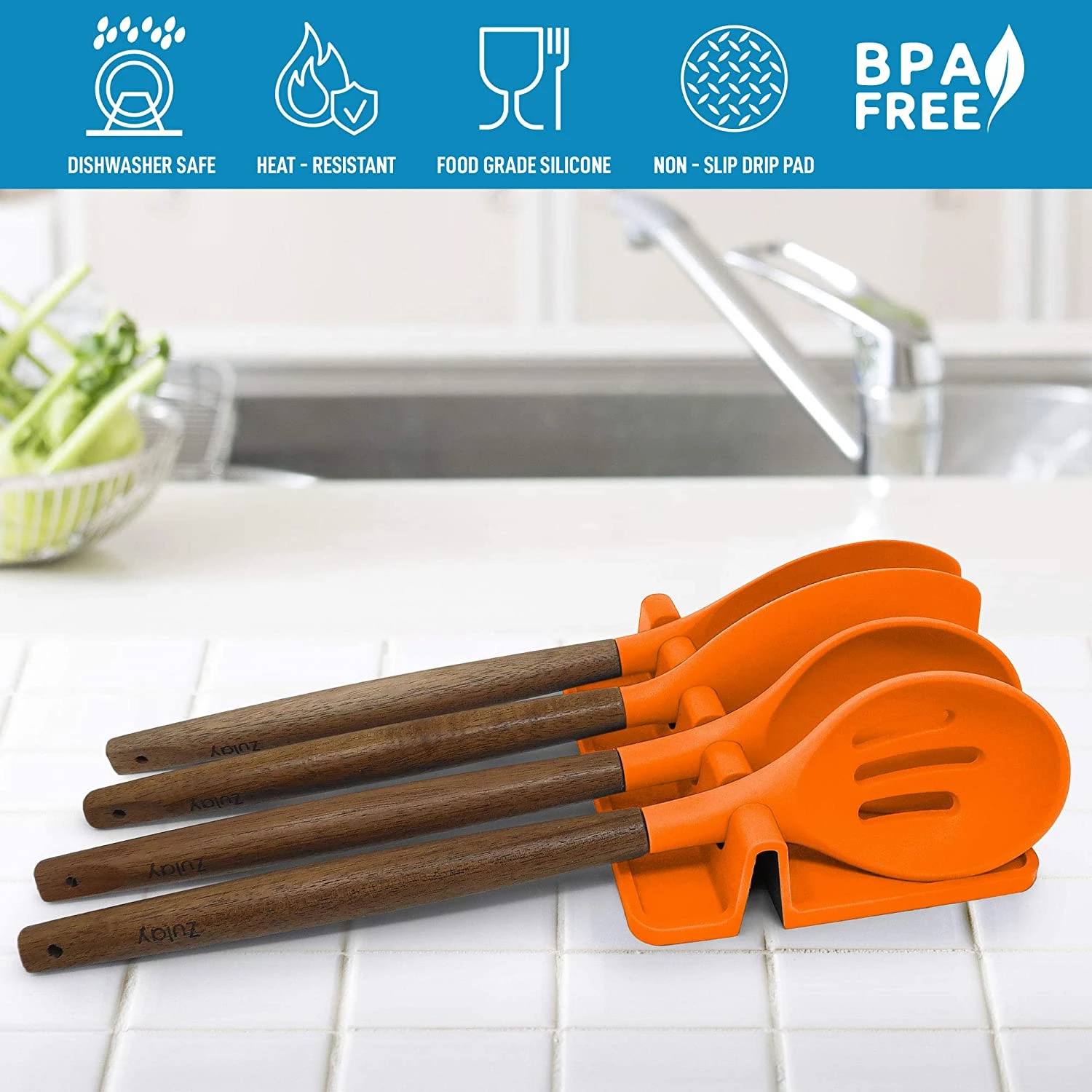 Silicone Utensil Rest with Drip Pad