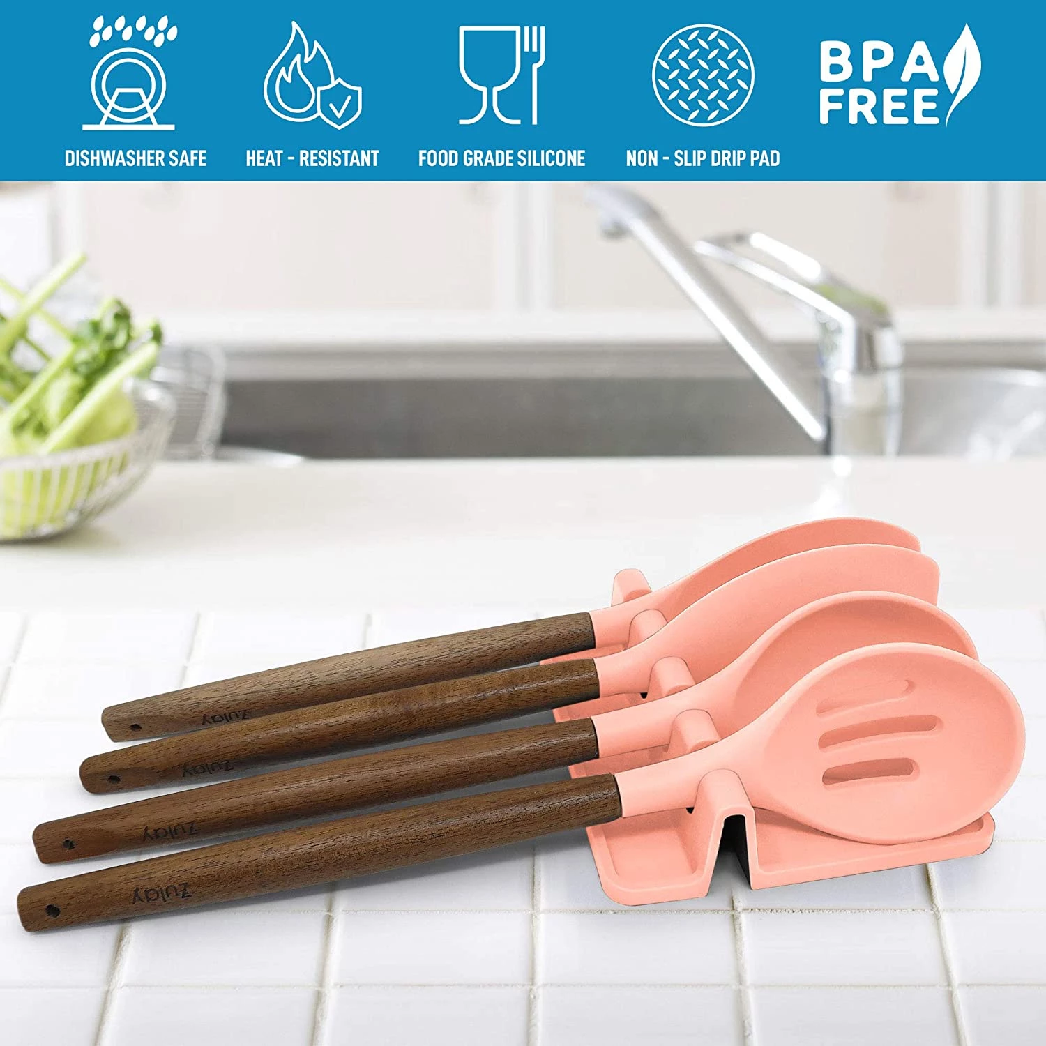 Silicone Utensil Rest with Drip Pad