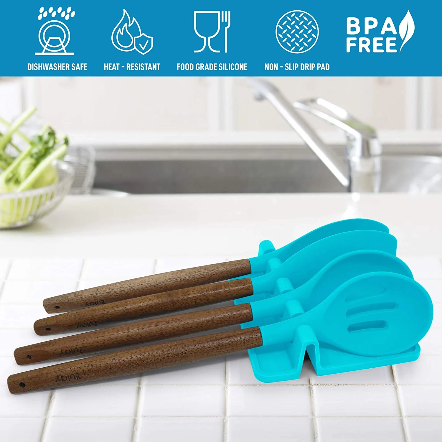 Silicone Utensil Rest with Drip Pad