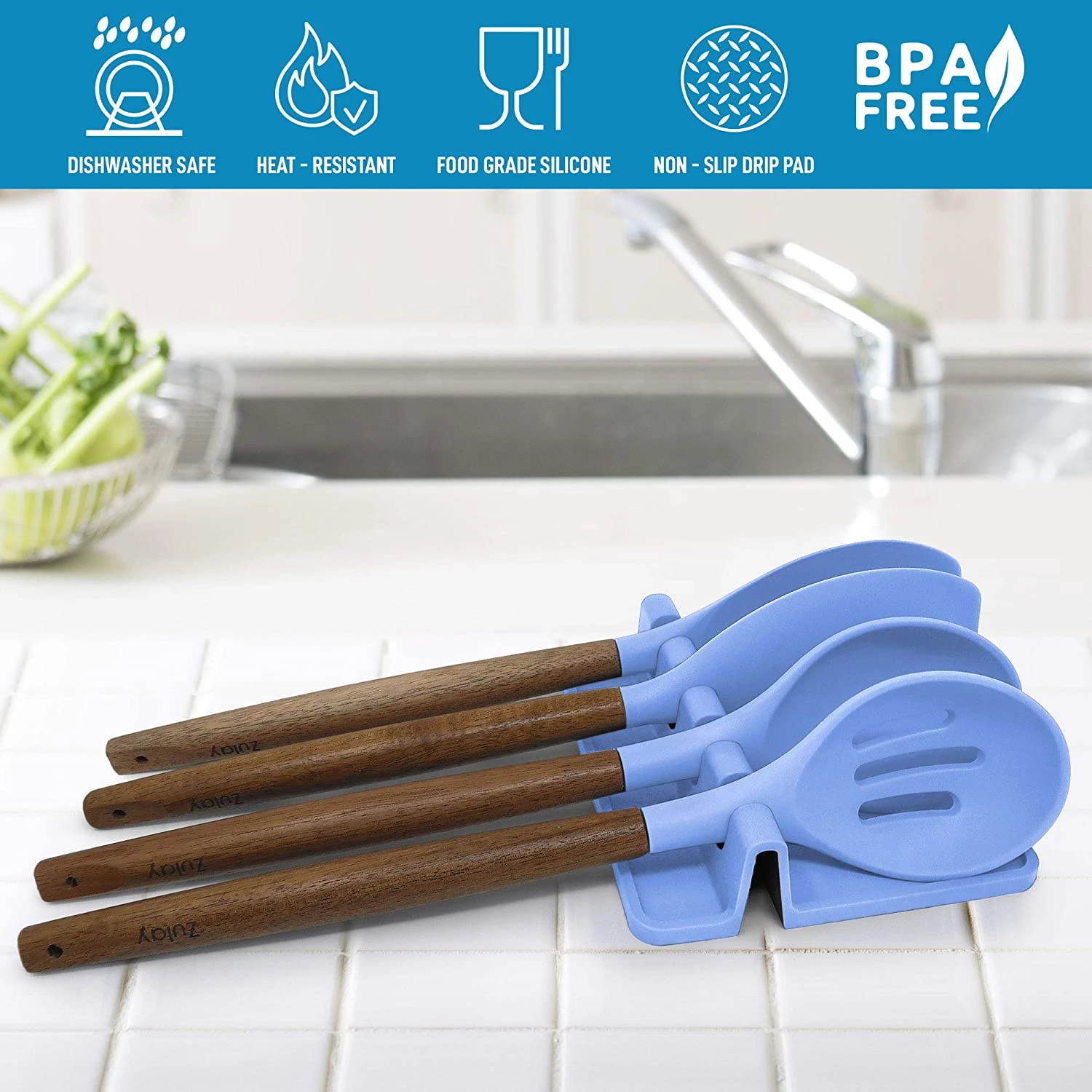 Silicone Utensil Rest with Drip Pad