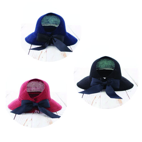 Foldable Summer Satin Bow Sun Visor Hat- 6 Colors