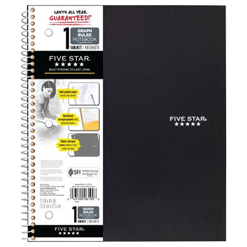Five Star Spiral Notebook 1 Sub  8"X11.5"