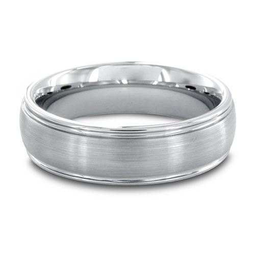 Grooved Brushed And Polished Tungsten Carbide Ring 6.5mm