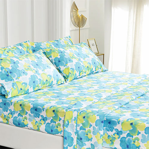 Blue And Green Floral Sheet Set- American Home Collection