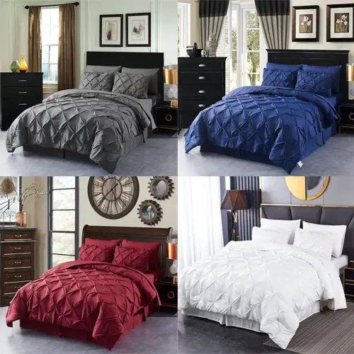 HAOK Bed in a Bag Set - Pinch Pleat Bedding Comforter Sets Available In Multi Size