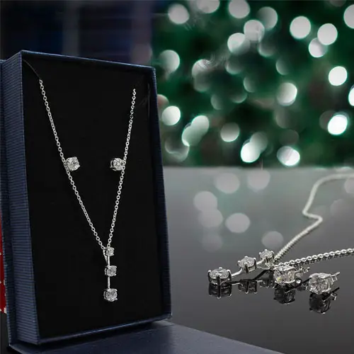 Cubic Zirconia Necklace & Earring Gift Set