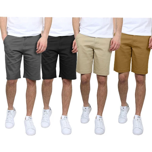 2 Pack Men's 5 Pocket Flat Front Slim-Fit Stretch Chino Shorts
