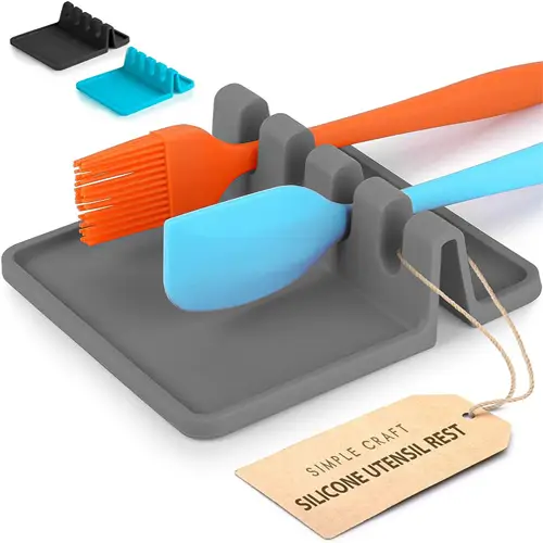 Simple Craft Heat Resistant Silicone Spoon Rest With Drip Pad
