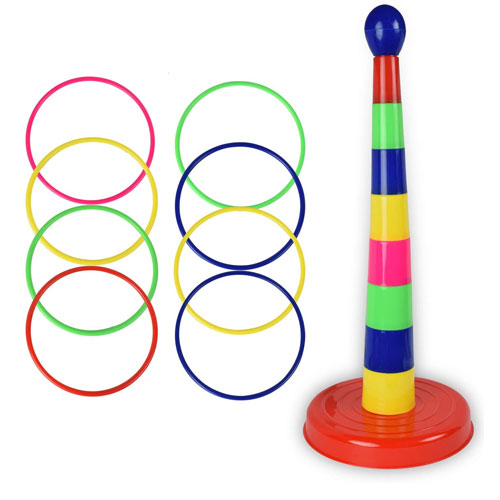 Wolvolk Brightly Colorful Quoits Ring Toss Game Set For Kids