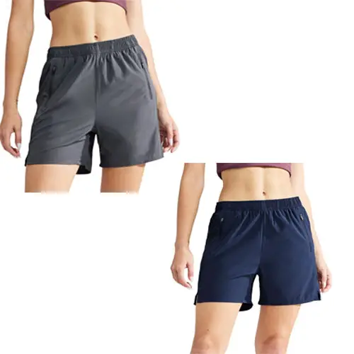 Women Athletic Running Shorts 5 Inches with Liner Zipper Pockets