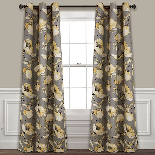 Delsey Floral Absolute Blackout Window Curtain Set Lush Decor