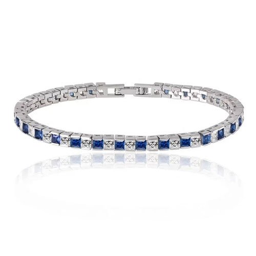 Princess Cut Tennis Bracelet For Women With White Diamond And Sapphire Cubic Zirconia