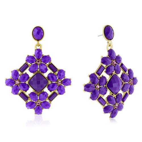 Statement Crystal Earrings, Purple