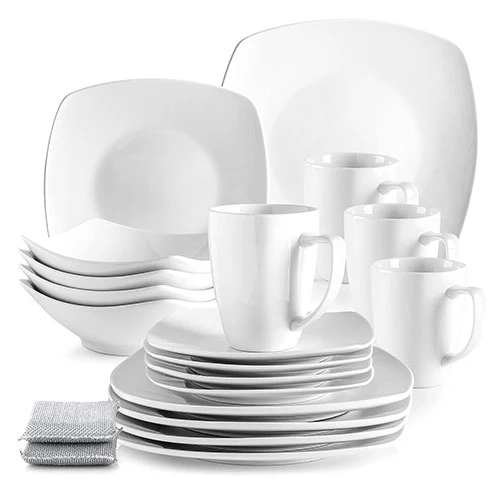 Zulay 16 Piece Dinnerware Sets - Porcelain White Plates and Bowls Sets - Premium Dish Set