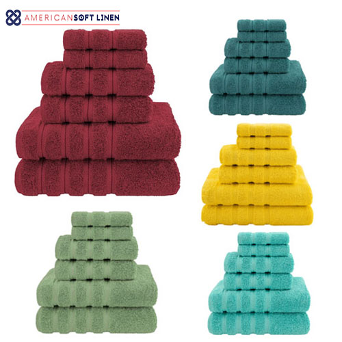 American Soft Linen Towel Set 2 Bath Towels 2 Hand Towels 2 Washcloths Super Soft Absorbent 
