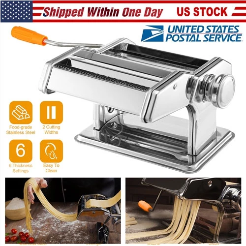 Stainless Steel Pasta Noodle Maker Roller Machine Fettuccine 6 Thickness Settings