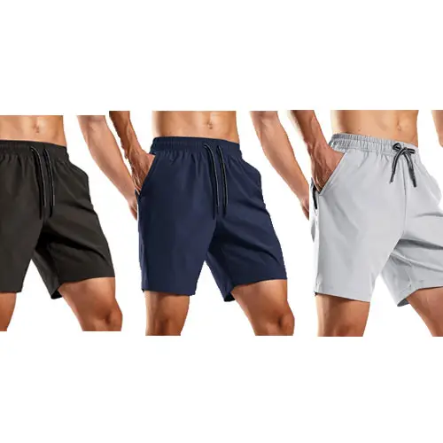 Men Quick-Dry Running Shorts with Zipper Pockets 7 Inch