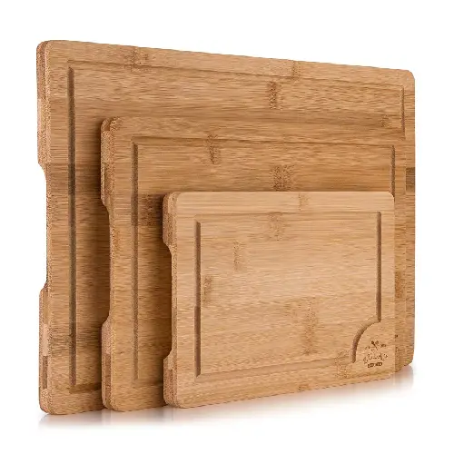 Bamboo Cutting Board Set With Juice Groove - 3-Piece