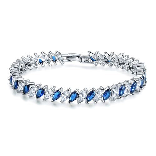 Marquise Tennis Bracelet For Women With Sapphire And White Diamond Cubic Zirconia