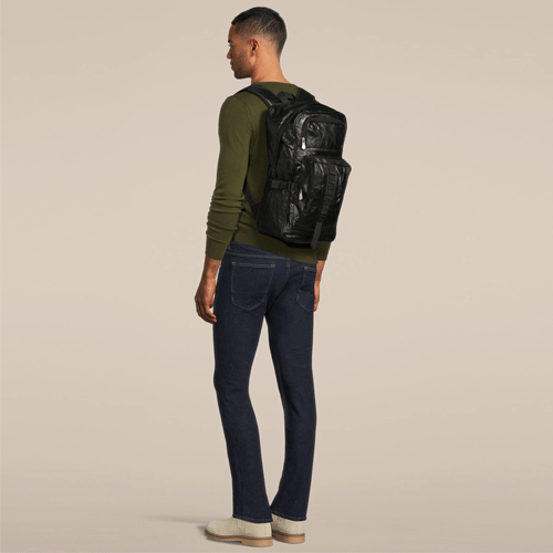 Extra Large Travel Soft Black Leather Backpack