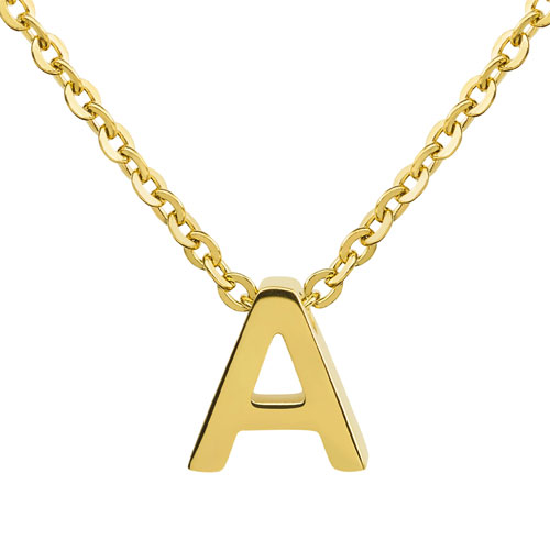 18k Polished Initial Gold Overlay Pendant Necklace