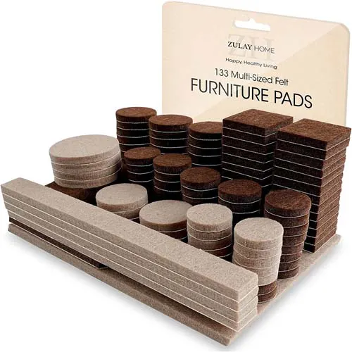 Zulay Home Felt Furniture Pads For Hardwood Floors (5mm Thick) - 133 Piece