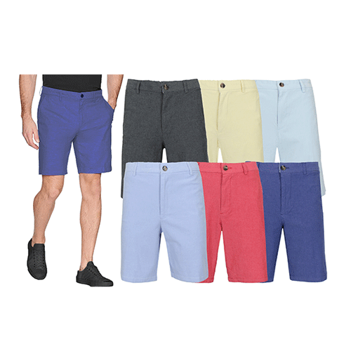 Men's Flat-Front Cotton Stretch Oxford Chino Shorts Pack Of 3
