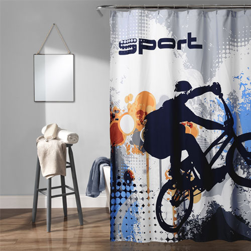 BMX Shower Curtain Blue Single Lush Decor