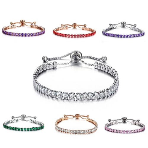 Cubic Zirconia Adjustable Classic Bolo Tennis Bracelet