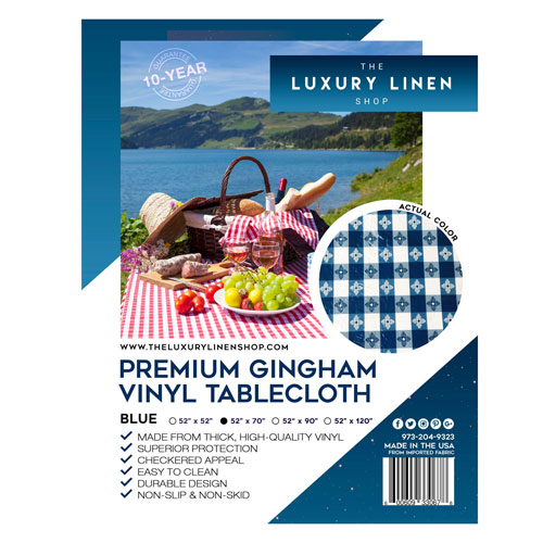 Premium Gingham Vinyl Tablecloth