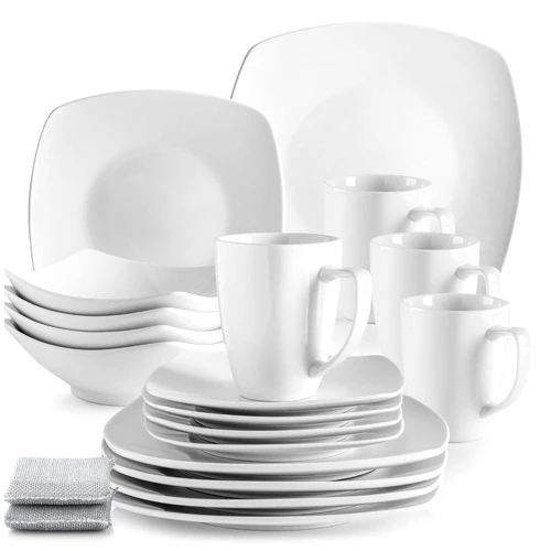 Zulay 16 Piece Dinnerware Sets - Porcelain White Plates and Bowls Sets - Premium Dish Set - Quality 