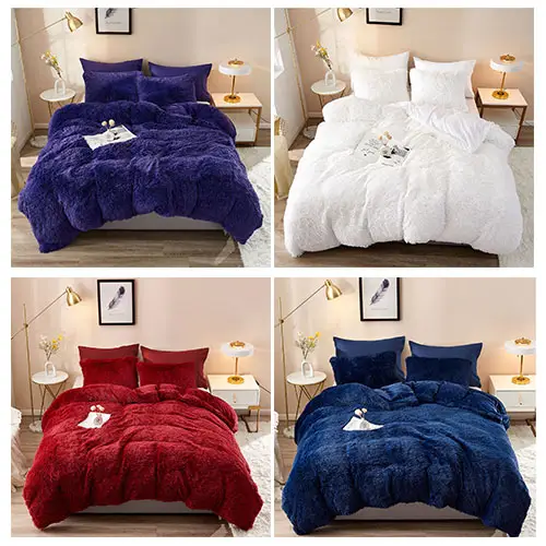 HAOK Plush Shaggy Duvet Cover Set - Faux Fur Fluffy Bed Sets Available In Multi Size