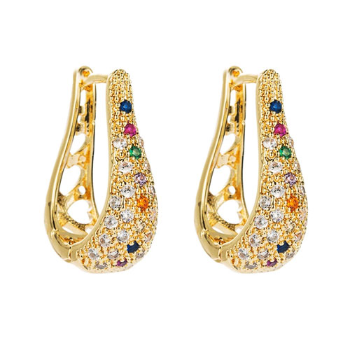 Colorful Zircon Sparkle Gold Earrings