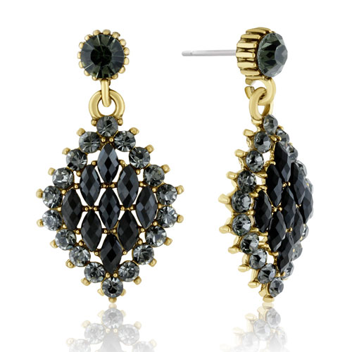 Midnight Crystal Earrings, Black