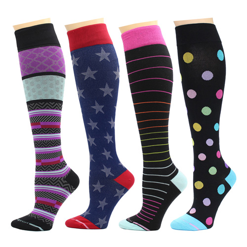 4 Pairs Dr. Motion Women's Graduated Support Knee-High Compression Socks
