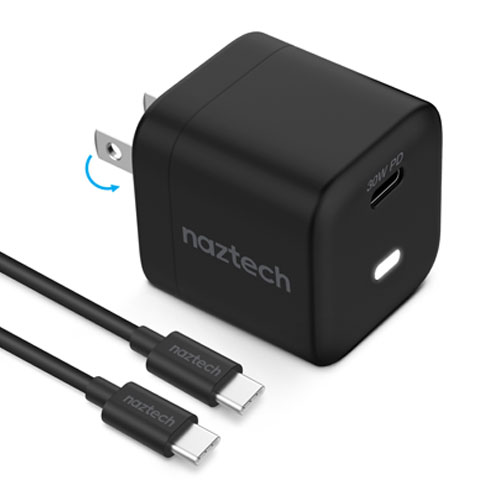 Naztech 30W PD Wall Charger + USB-C to USB-C Cable 4ft