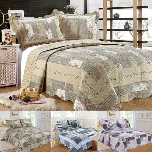 2 Or 3 Piece Tradition Premium Printed Reversible Quilt Sets