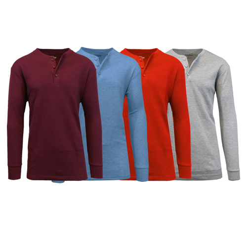 Men's 4-Pack Waffle-Knit Henley Thermal Shirt