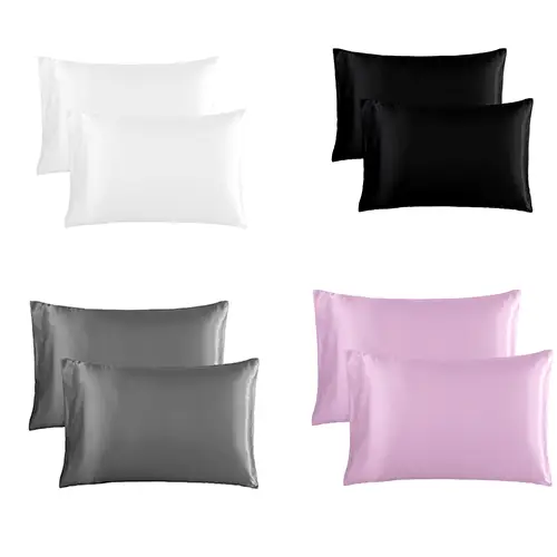 HAOK Satin Pillowcase for Hair and Skin, Silky Soft Pillow Cover with Envelop Closure Pack of 4