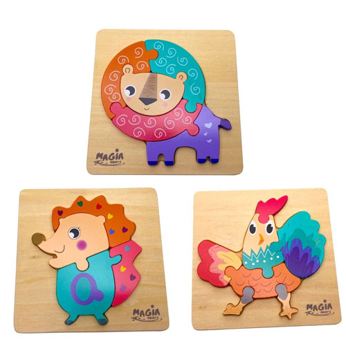 Animal wooden puzzle game - set of 3