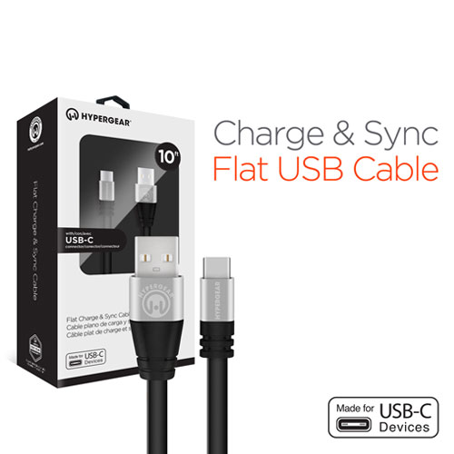 HyperGear Flexi USB-C Charge And Sync Flat Cable 10FT