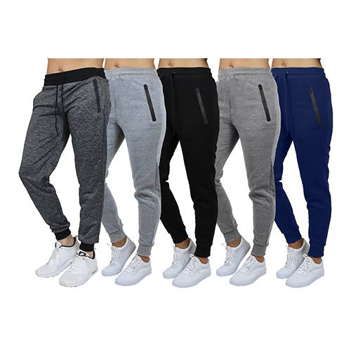 Women's French Terry Fashion Joggers With Tech Zipper Pockets