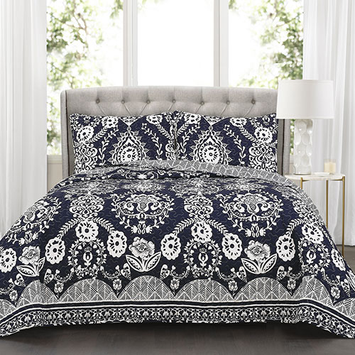 Rosetta Floral 3 Piece Quilt Set Lush Decor