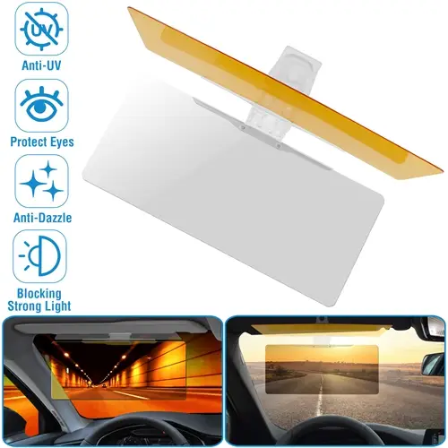 2-IN-1 Anti-Glare Auto Sun Visor Day Night Driving HD Clip Sun Shield Blocker