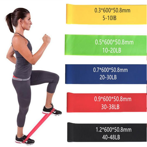 5 Piece Set Of Resistance Body Bands With Carry Bag