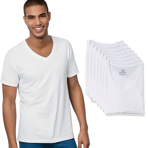 6-Pack Hanes Tagless Comfort Soft V-Neck T-Shirts