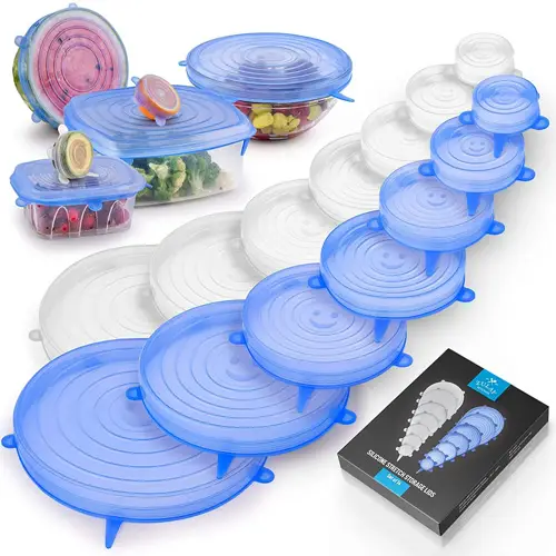 Zulay Kitchen Reusable Silicone Stretch Lids (Set Of 14)