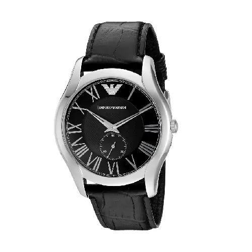 Emporio Armani AR1703 Classic Black Leather Small Seconds Dress Watch