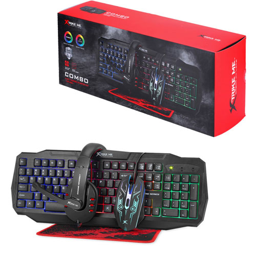 Rainbow Backlit Gaming Keyboard Mouse 4D Headset And Mousepad