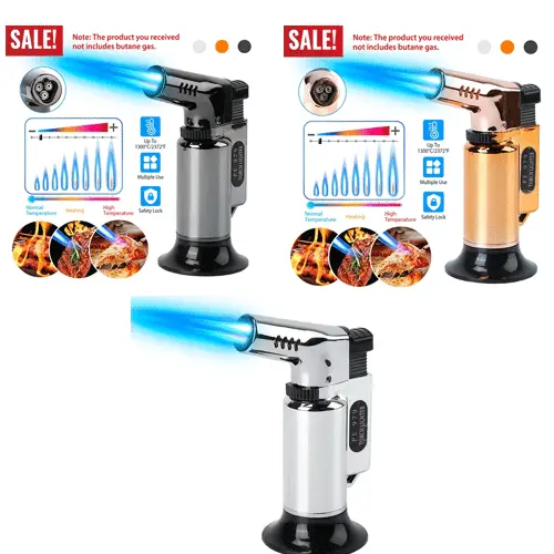 Culinary Butane Torch Lighter Refillable Blow Torch Flame Adjustable Flame Kitchen Cooking